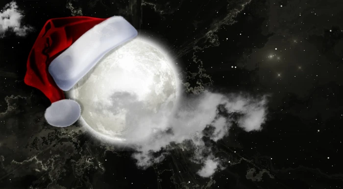 moon with santa hat decor christmas nicholas claus motif 2k 4k