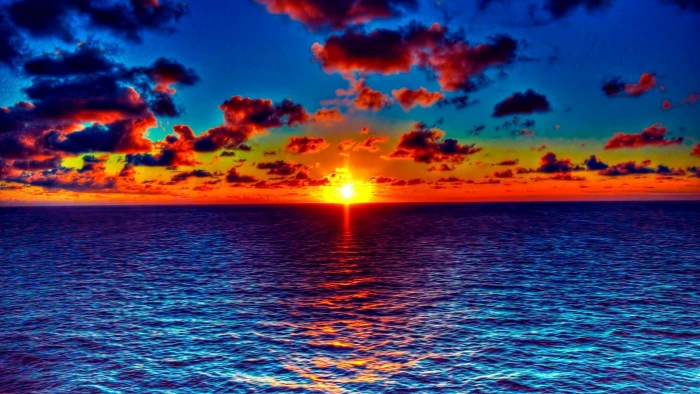 Mystical Sunset body of water mystique clouds nature and landscapes 2k