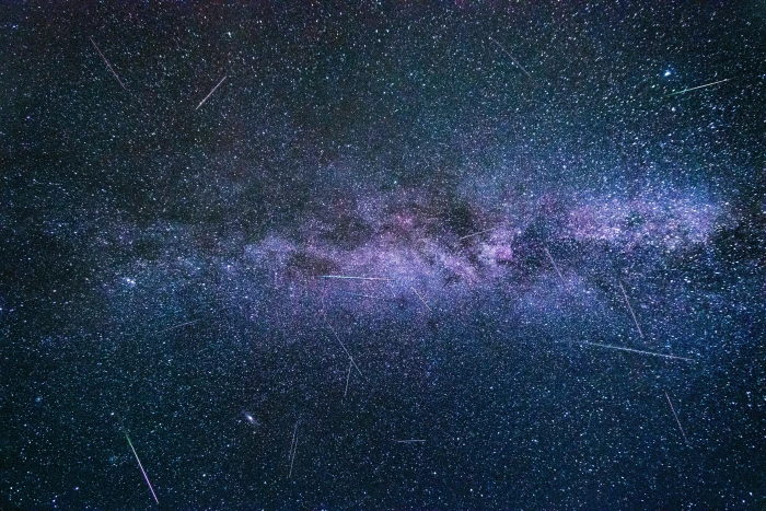 shooting stars perseids milky way starry sky night 2k 4k 5k