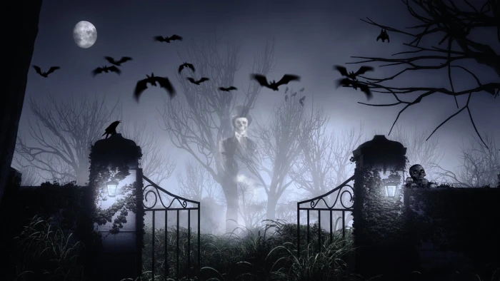 skull mystic The moon cemetery bat Halloween Ghost 2k