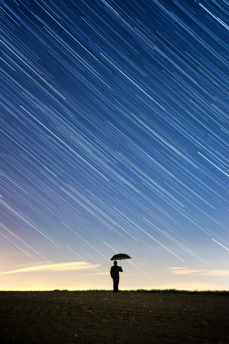star night rain startrails human umbrella weather long exposure 2k
