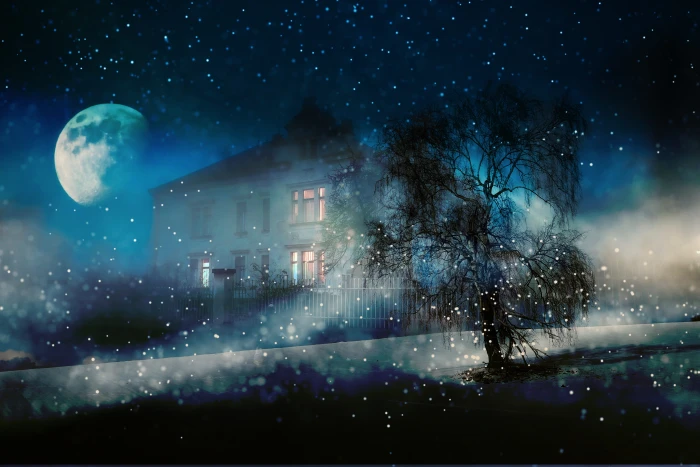 white house near tree during daytime night winter snow home 2k 4k 5k