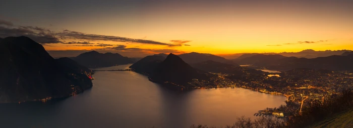 aerial view of lake near city mountains landscape dual monitors widescreen dualmonitor dualscreen 2k 4k 5k