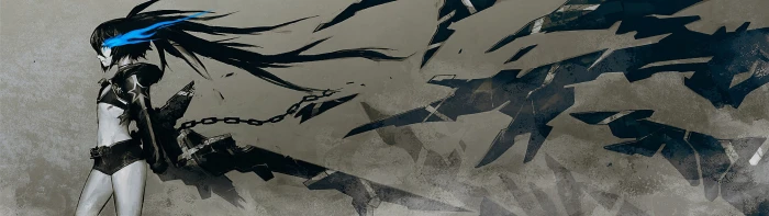 Black Rock Shooter wallpaper dual monitors anime girls indoors widescreen dualmonitor dualscreen 2k 4k