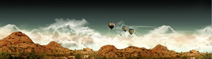 hot air balloons clouds dual monitors landscape desert widescreen dualmonitor dualscreen 2k 4k
