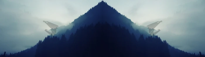 silhouette of mountains Aorus landscape forest eagle simple widescreen dualmonitor dualscreen 2k 4k