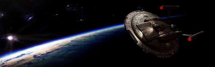 spaceship illustrationm Star Trek USS Enterprise widescreen dualmonitor dualscreen 2k 4k
