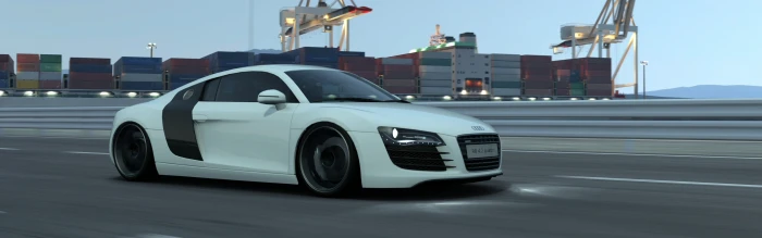 white and black coupe car Audi Gran Turismo 6 video games widescreen dualmonitor dualscreen 2k 4k