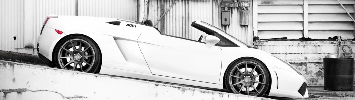 white convertible car Lamborghini selective coloring ADV 1 widescreen dualmonitor dualscreen 2k 4k