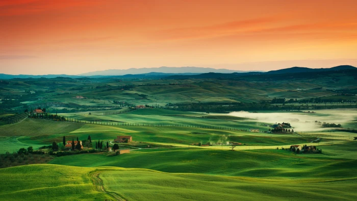 green grass field Tuscany wallpaper Italy landscape 2k 4k 5k 8k