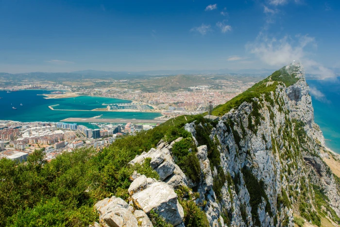 moutanin and city scenery sea mountain gibraltar rock water 2k 4k 5k