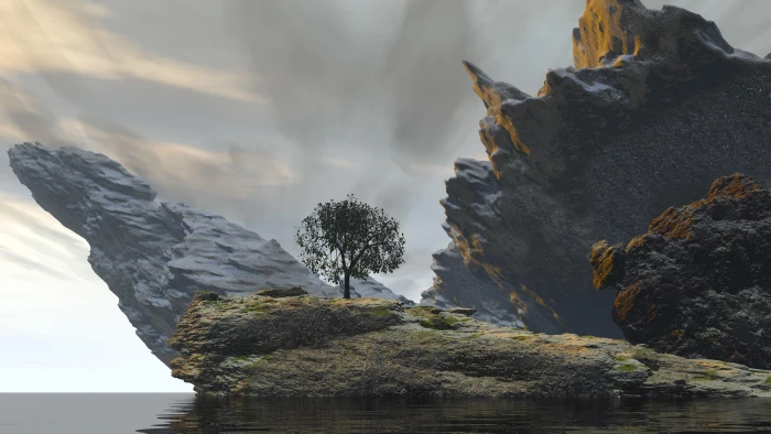 rock wilderness mountain digital art cliff landscape 2k 4k 5k 8k