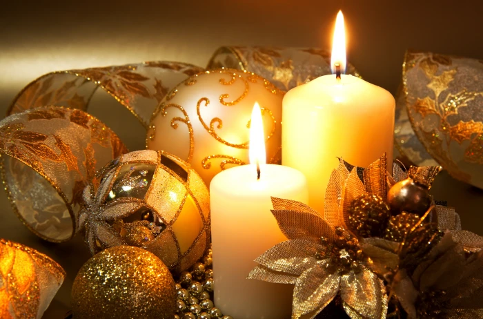 white and yellow pillar candles balls decoration flowers tape 2k 4k 5k 8k