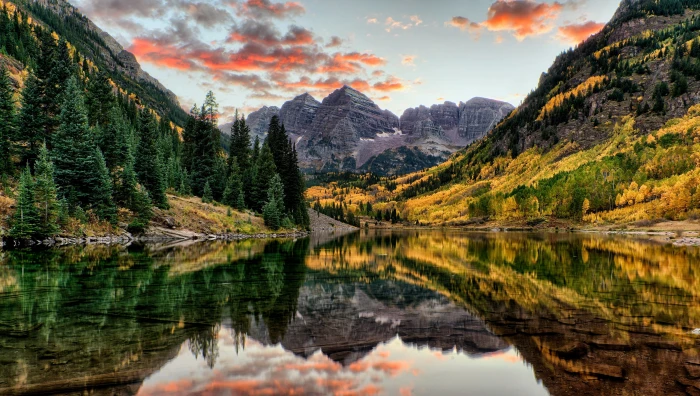 forest landscape maroon bells Colorado mountains lake 2k 4k 5k