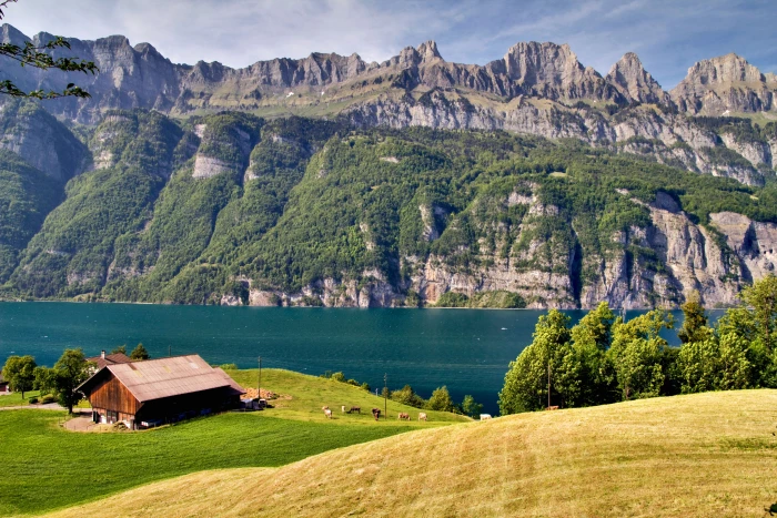house and lake with mountain in distance on landscape photography 2k 4k 5k