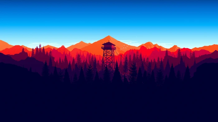 Firewatch digital art minimalism 2k 4k