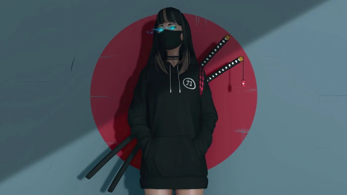 Thoughtful girl with katana 2k 4k