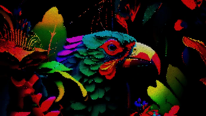 Tropical Jungle Mosaic bird colorful wallpaper 2k 4k