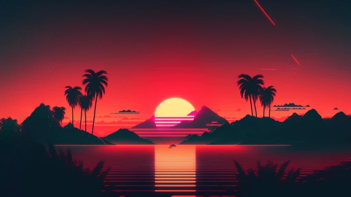 Palm Trees Sunset Scenery 2k