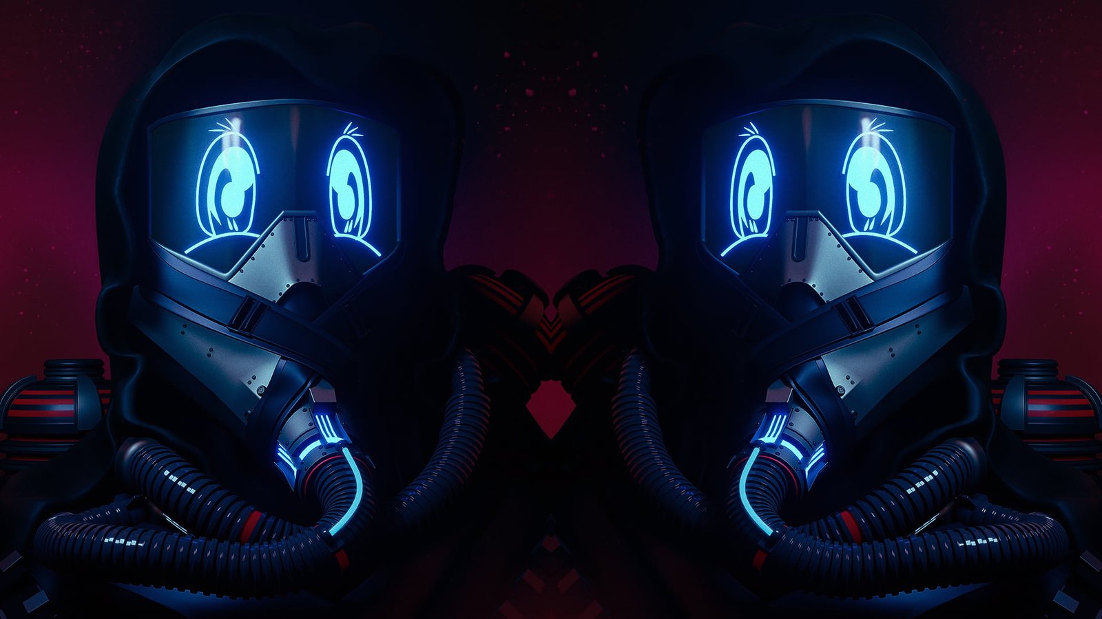 AronyMusic blue pink red digital art cyber punk cyberpunk