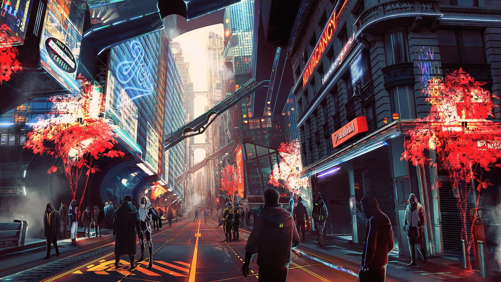 artwork futuristic city cyberpunk science fiction digital art 57 2k