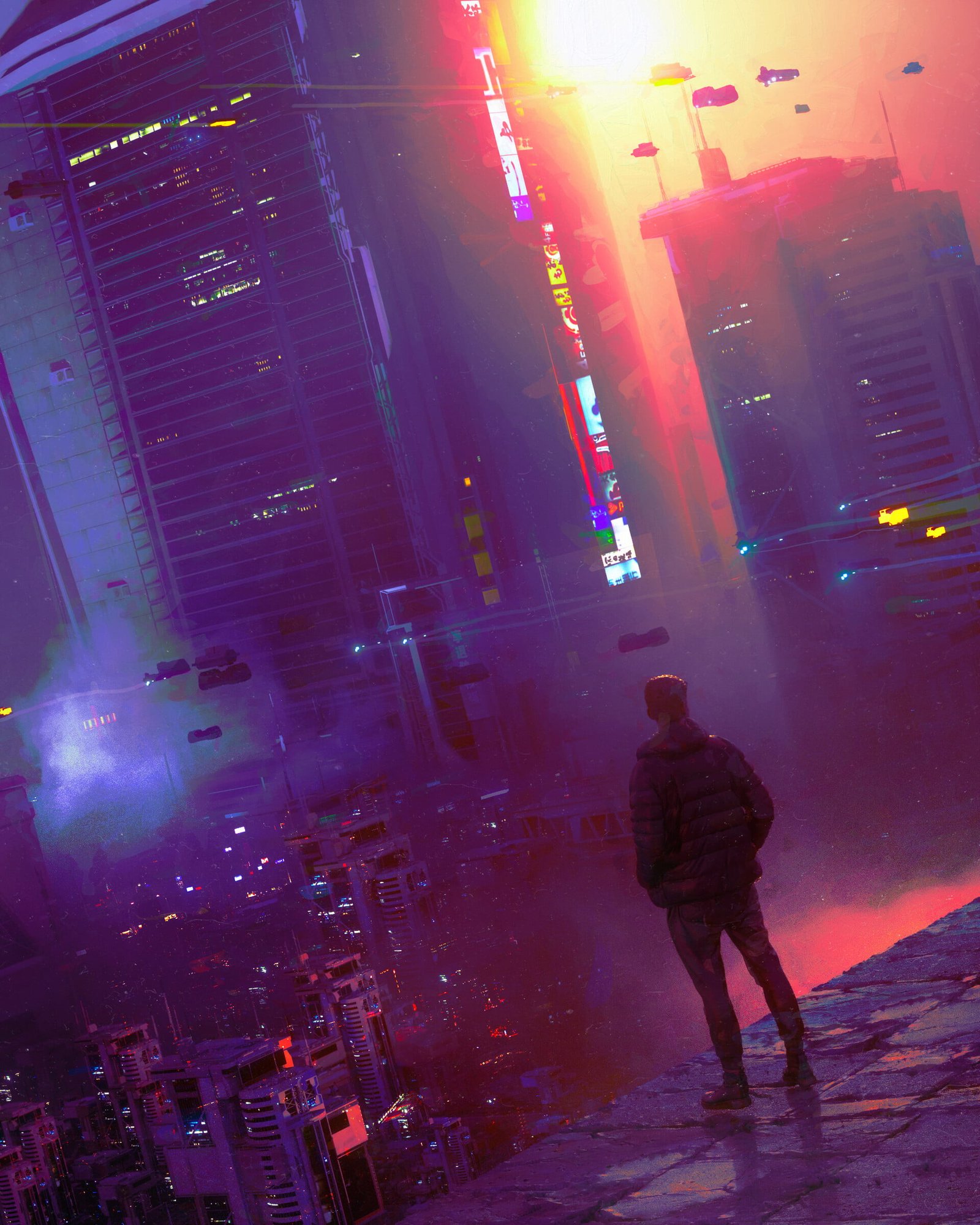 artwork futuristic cyber city