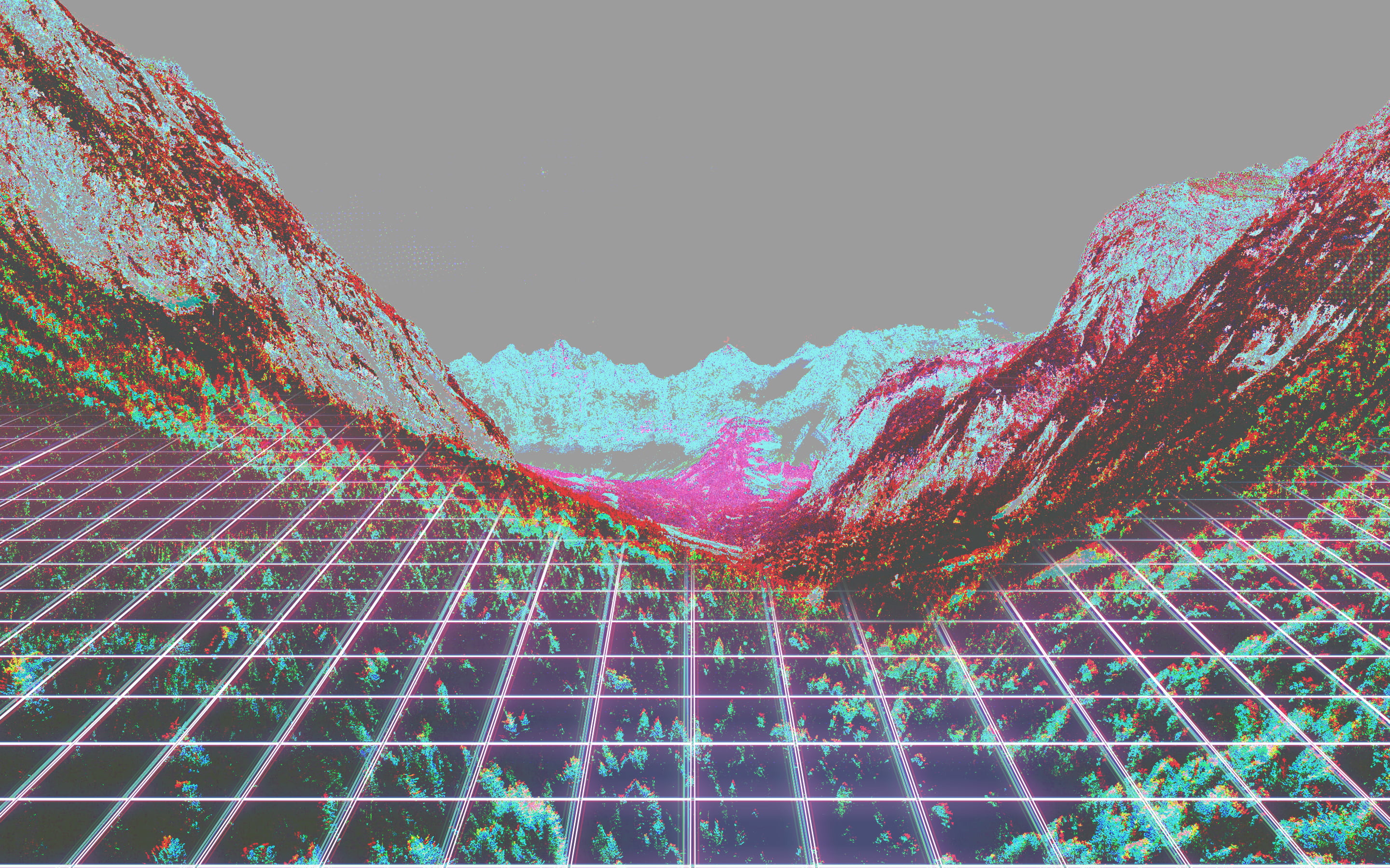 cyber grid Tron mountain top digital 2k