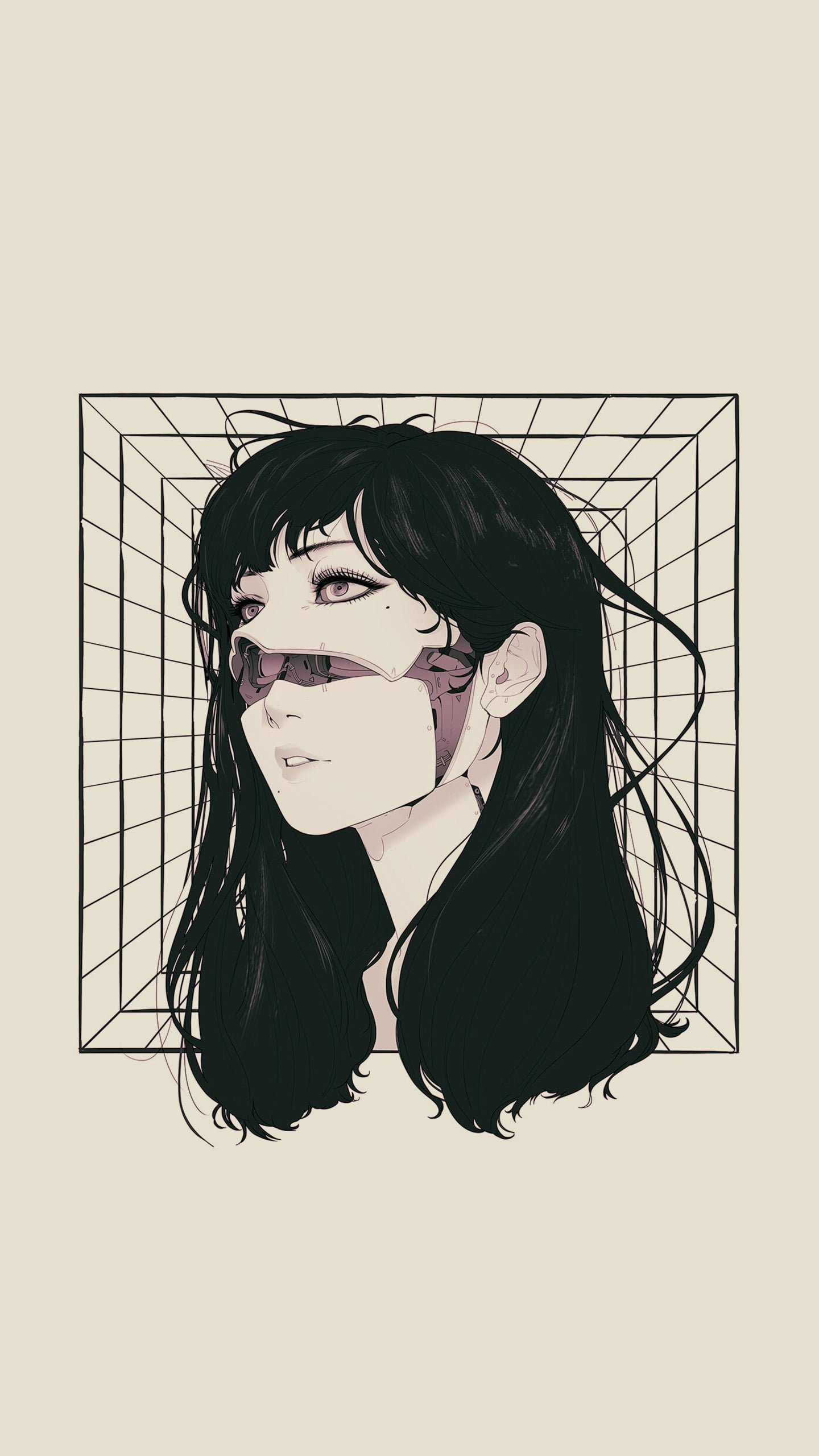 cyber long hair futuristic
