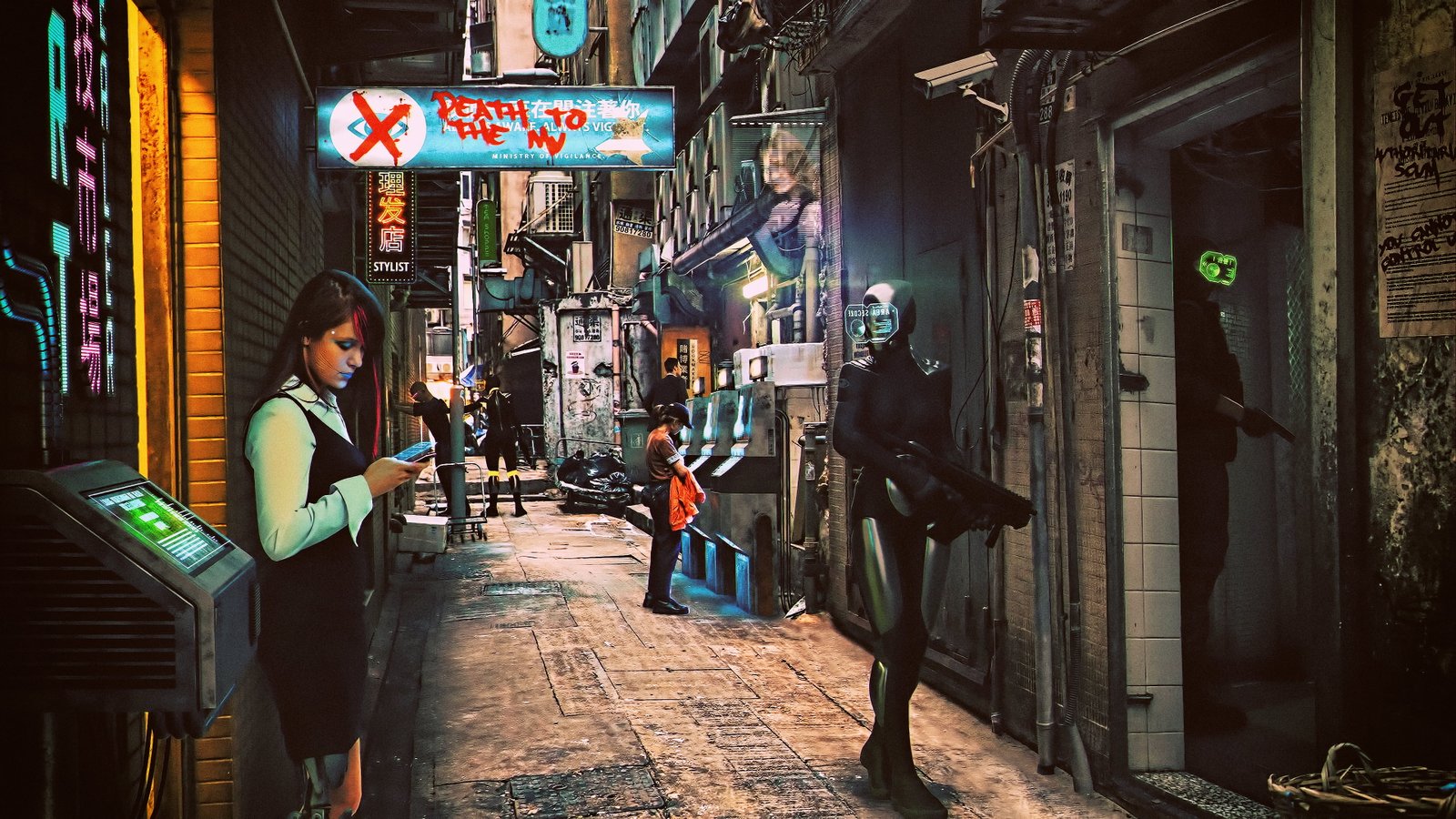 cyber science fiction futuristic city digital art concept 2k