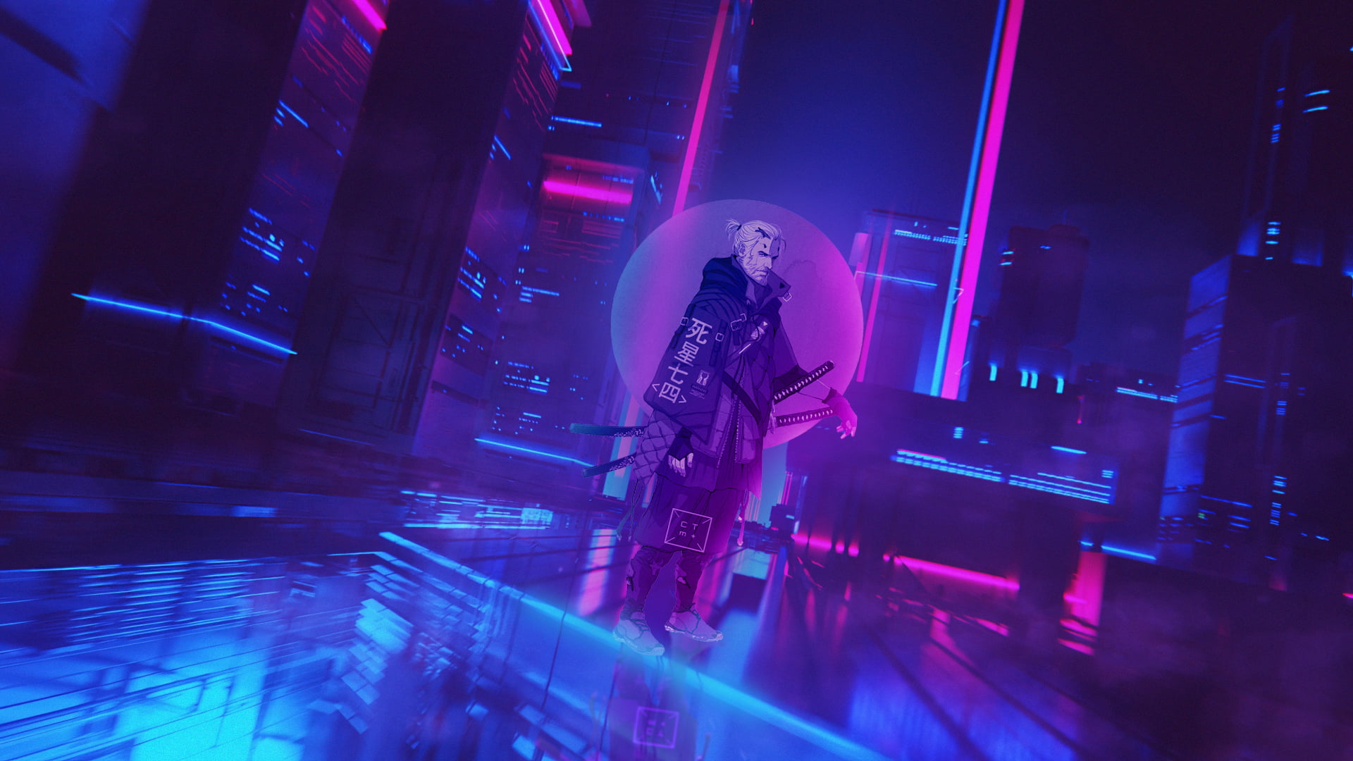 cyberpunk Cyberpunk cyber city neon The Witcher Geralt of Rivia 61