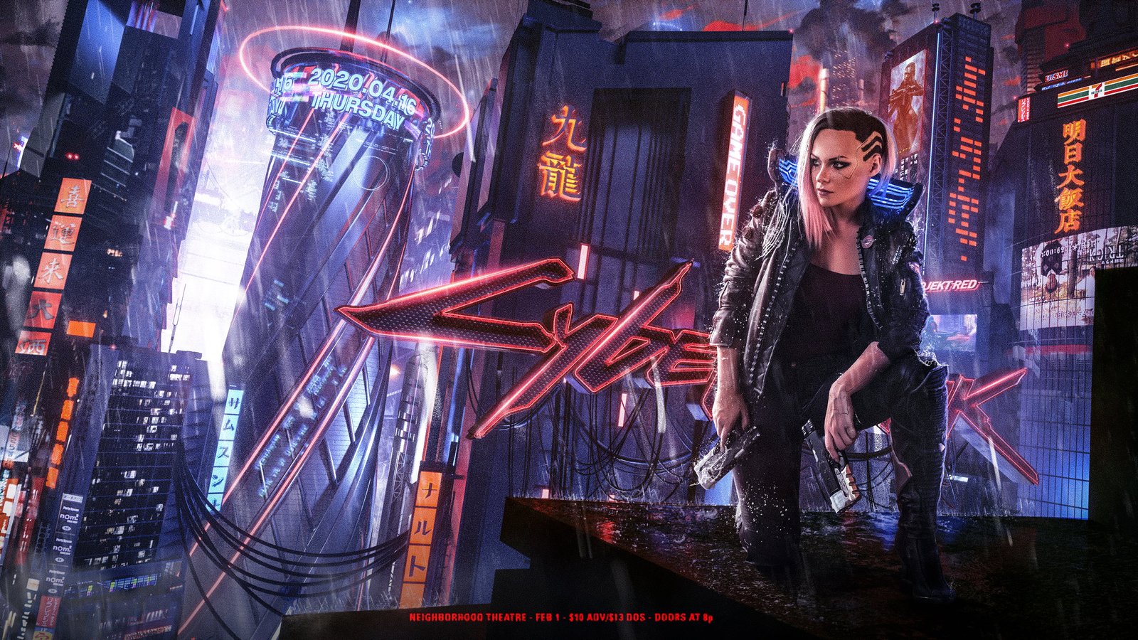 cyberpunk Cyberpunk neon poster cyber city women 2k