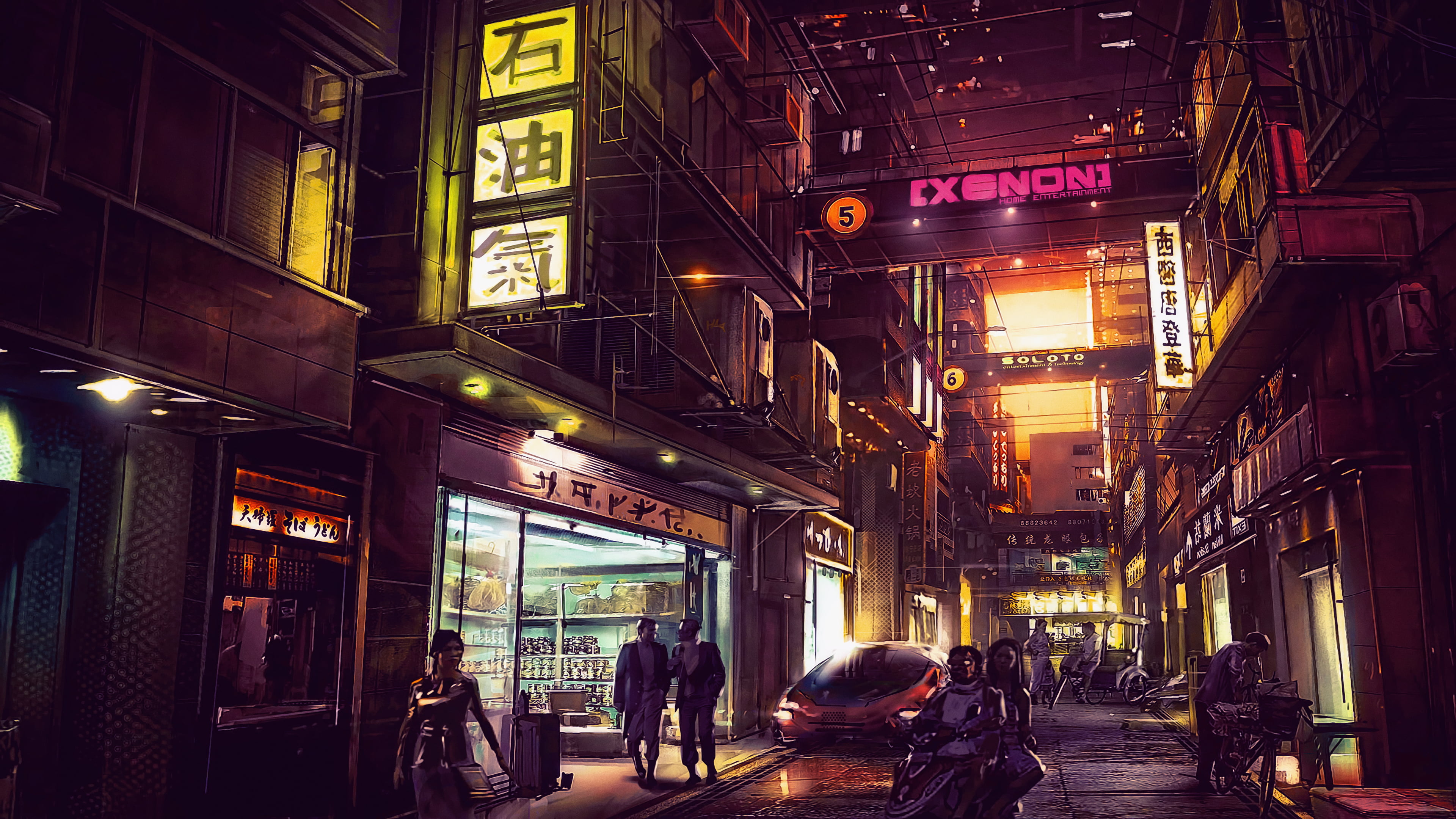 digital wallpaper night artwork futuristic city cyberpunk 53 2k