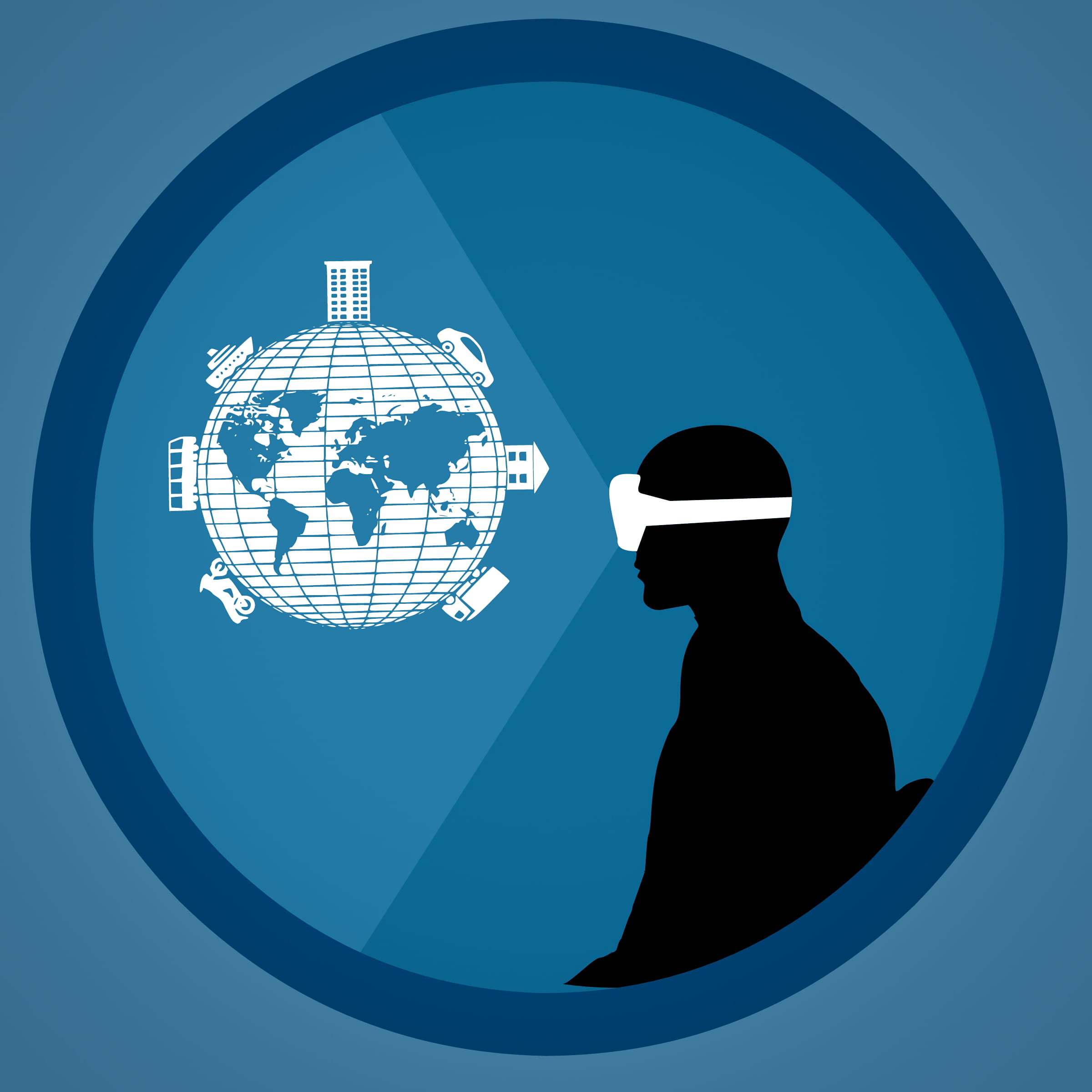 Illustration of person using virtual reality headset augmented 2k