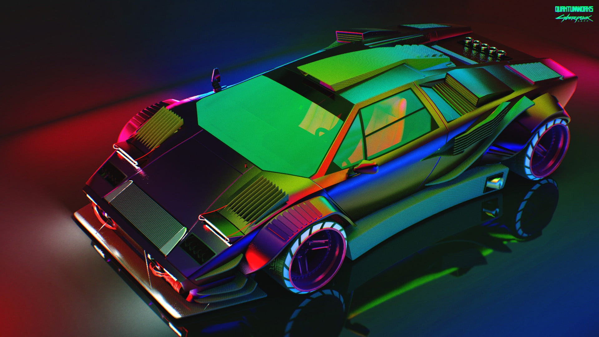 Reflection Auto Lamborghini Neon Machine The hood Car