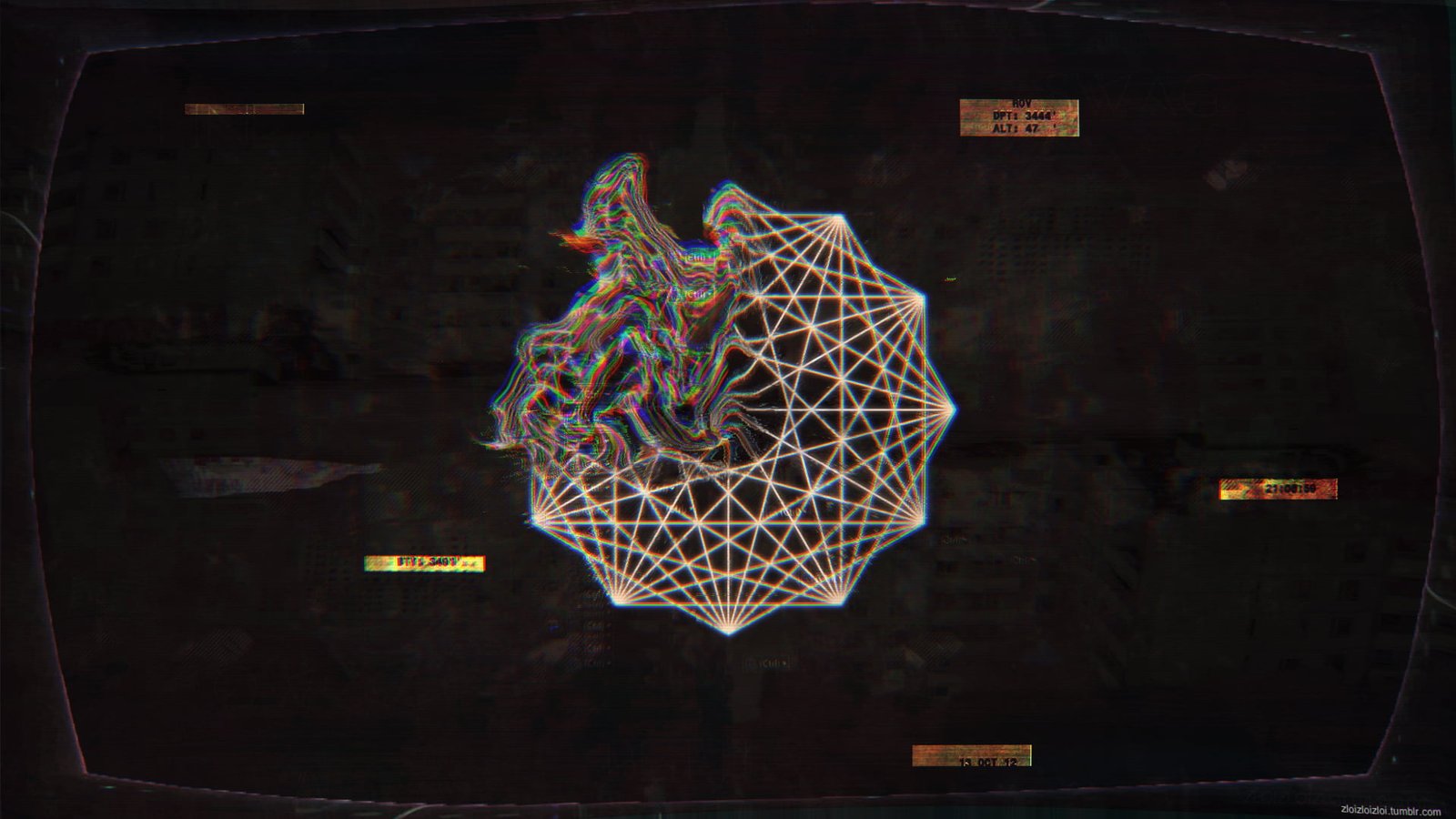 white illustration glitch art cyber abstract dark psychedelic