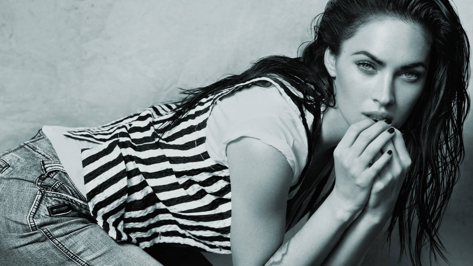 monochrome megan fox pinstripe actress hollywood 2k