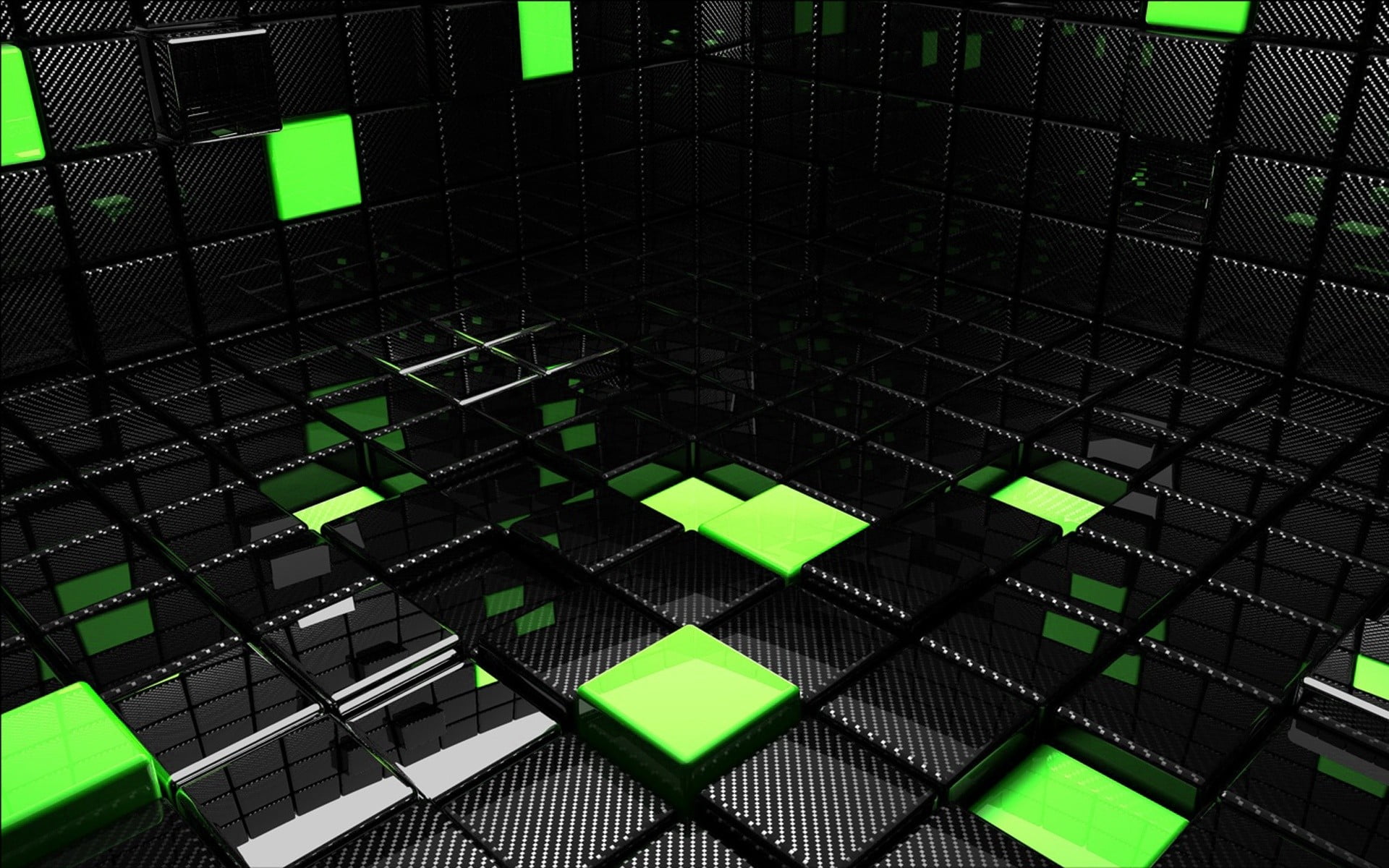 black and green cube wallpaper abstract CGI render digital art