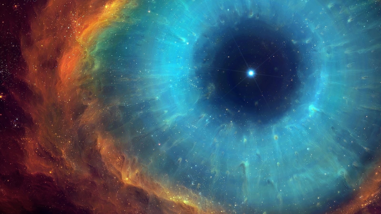 blue red and digital wallpaper universe eyes nebula 2k