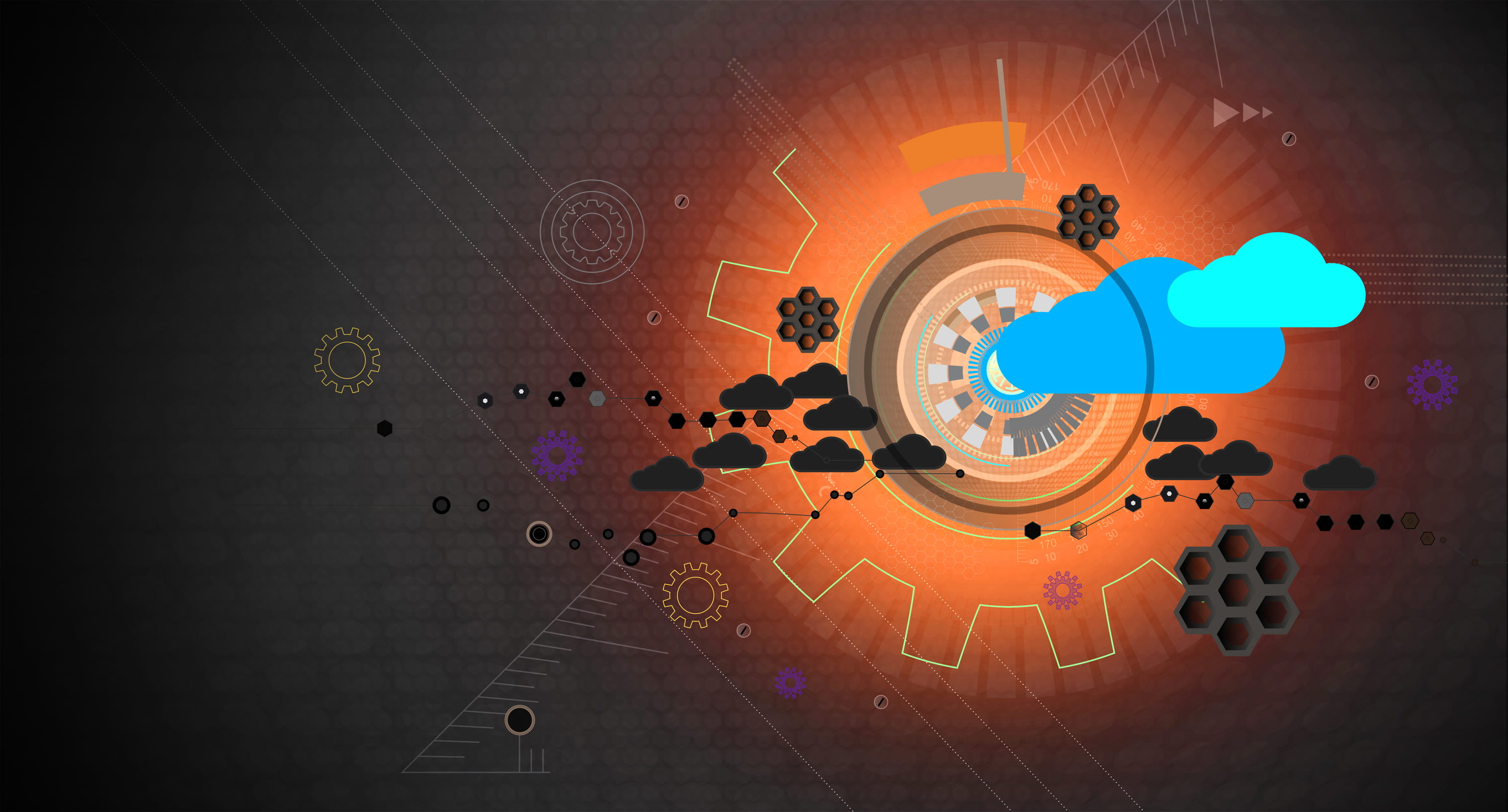 Cloud Computing Infrastructure Abstract Background Dark Version 2k