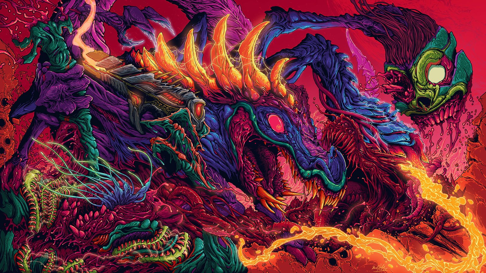 dragon painting psychedelic trippy colorful creature Hyperbeast 2k