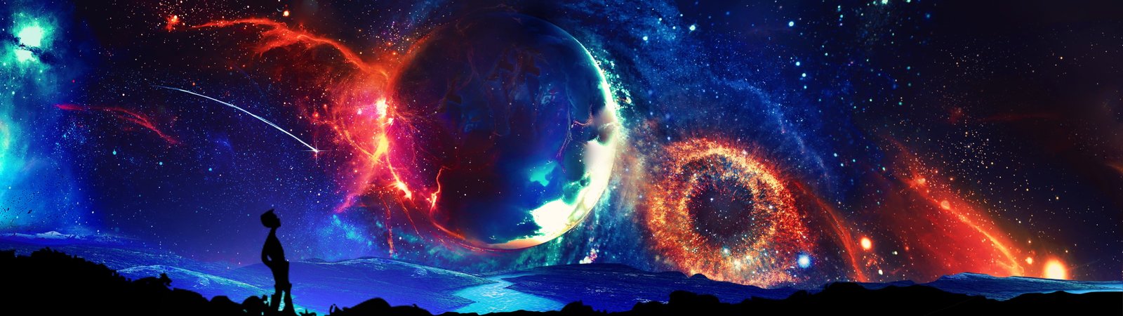 galaxy wallpaper universe space digital art dual monitors 2k 4k 5k