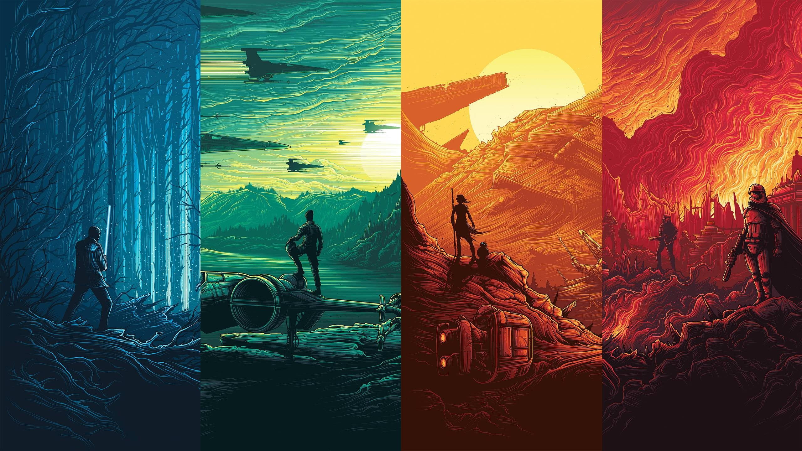Star Wars wallpaper The Force Awakens collage vector 2k