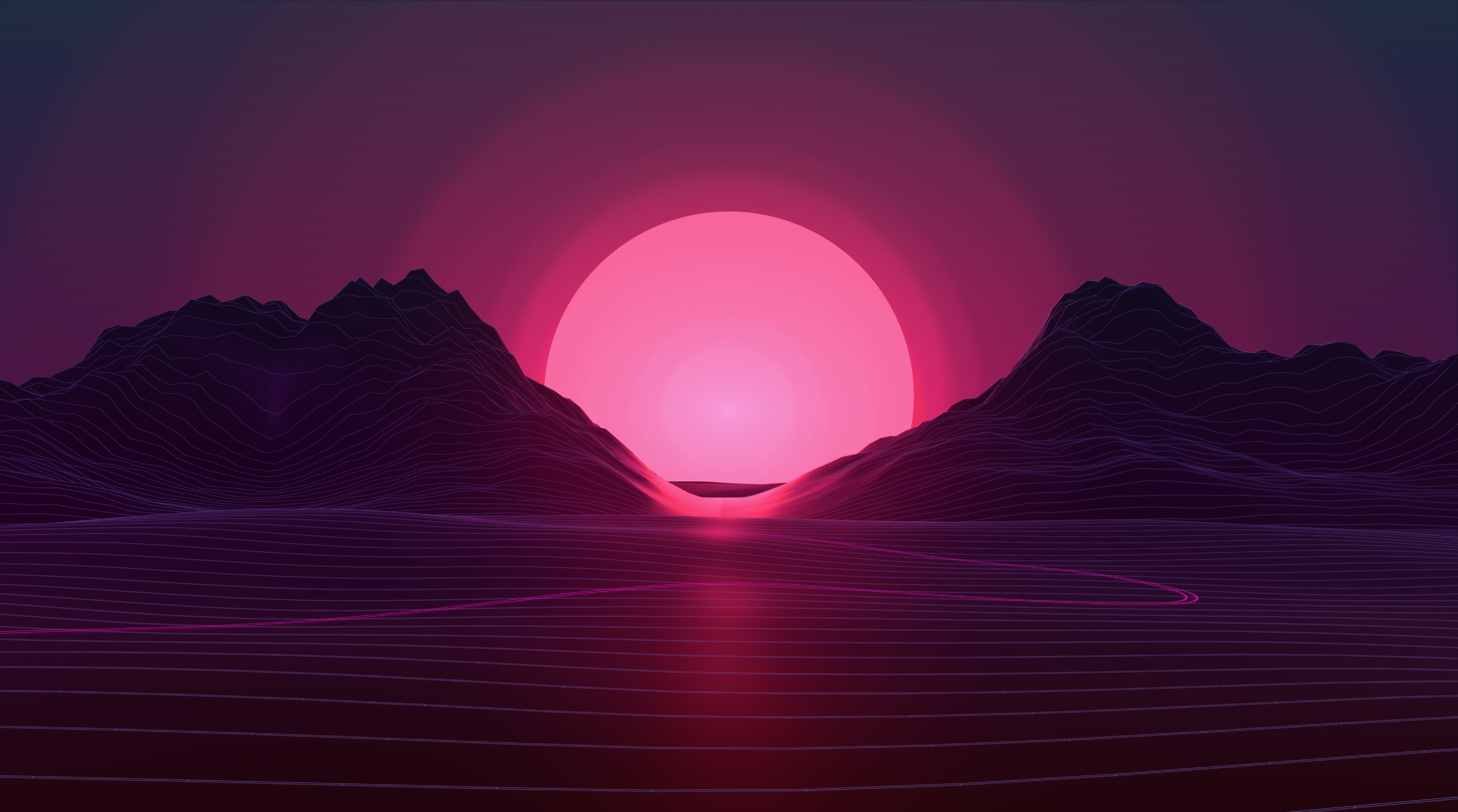 Synthwave Background Music Sunrise Abstract Sunset Pink 98 2k 4k 5k