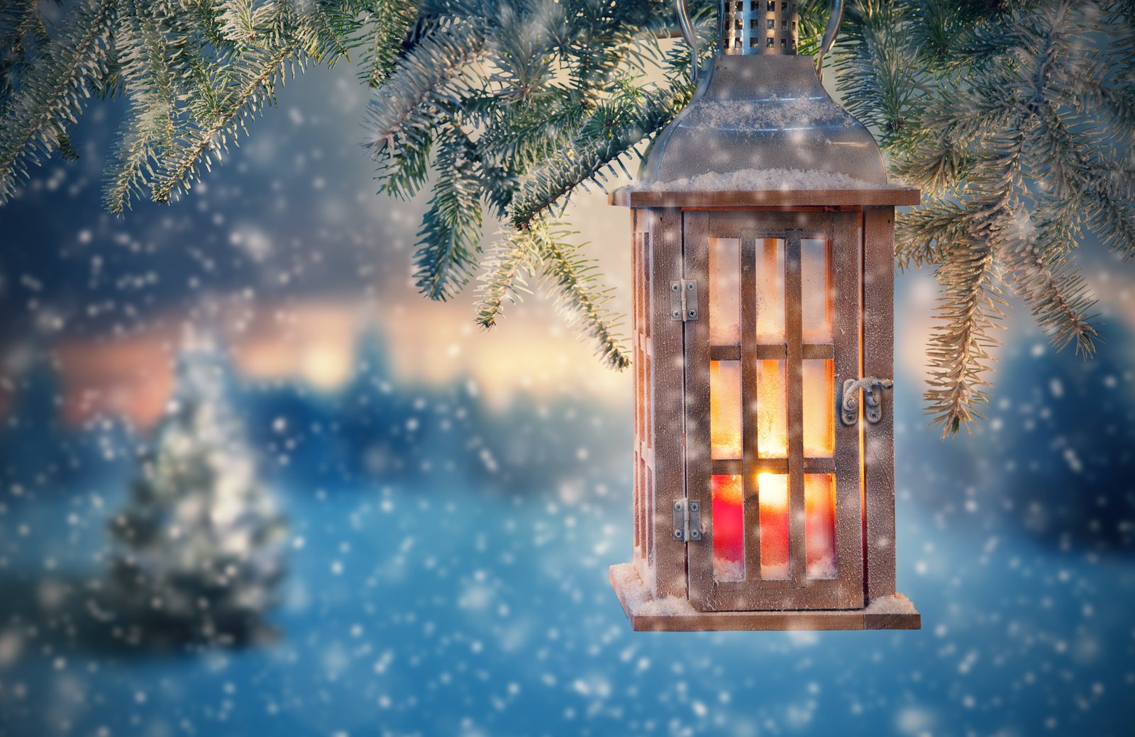 brown candle lantern snow decoration tree New Year Christmas 75 2k 4k 5k