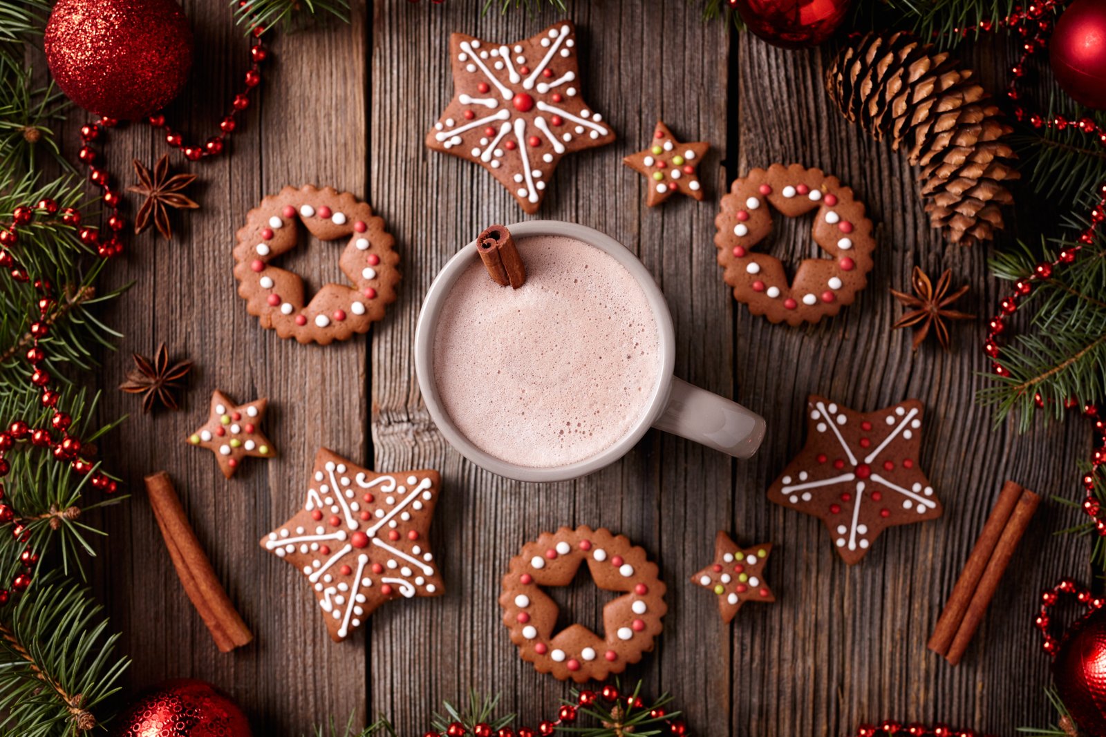 cookies and tea cup New Year Christmas cakes Xmas glaze 2k 4k 5k