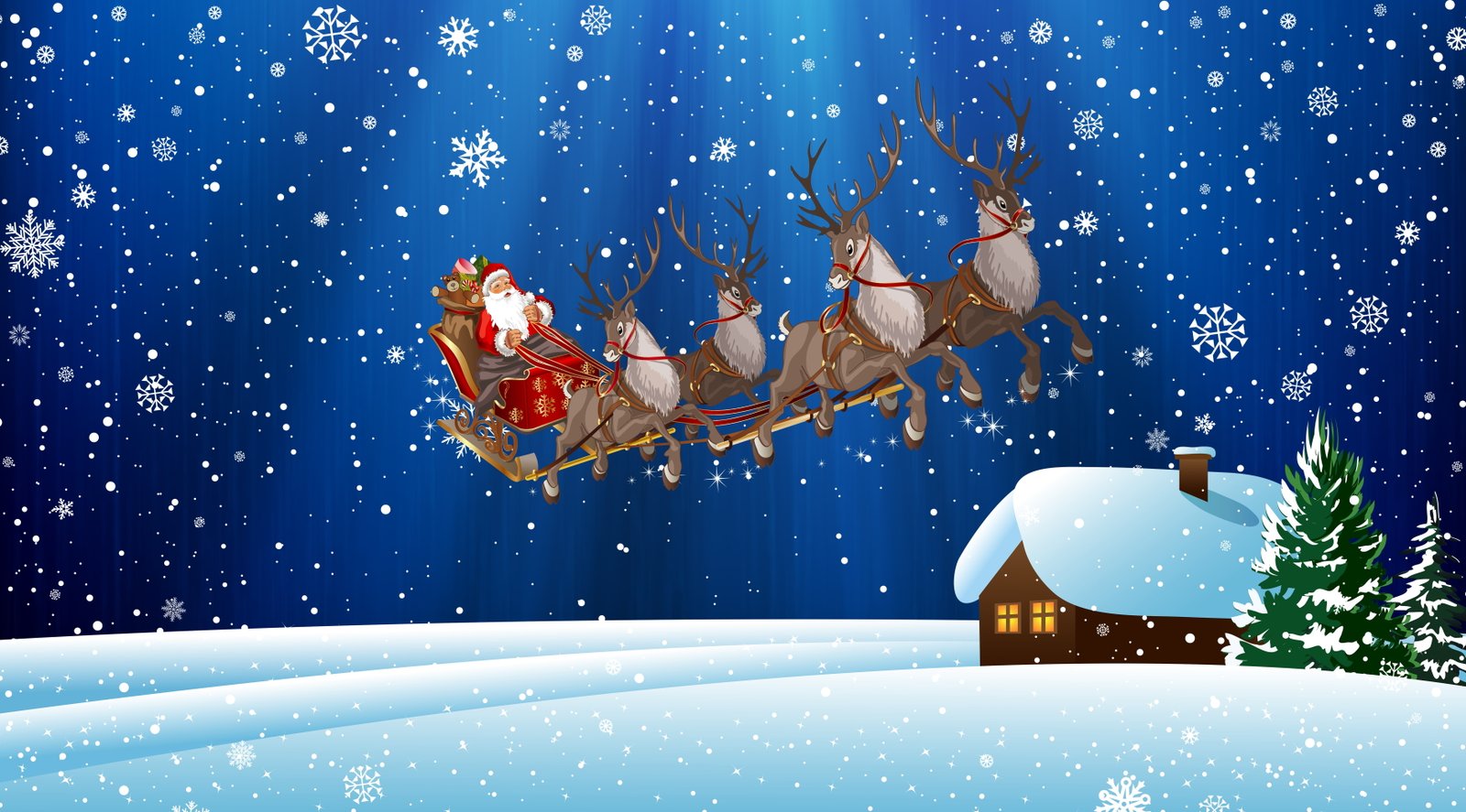 Winter Snow House Christmas Snowflakes Background Holiday 2k 4k 5k