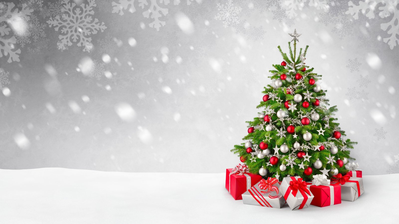 green Christmas tree illustration snow New Year winter decoration 2k 4k 5k
