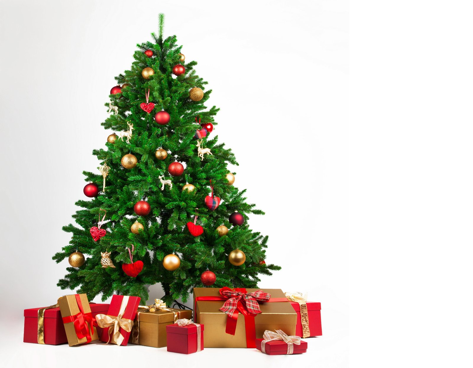 red and gold baubles green holiday tree decoration balls 2k 4k