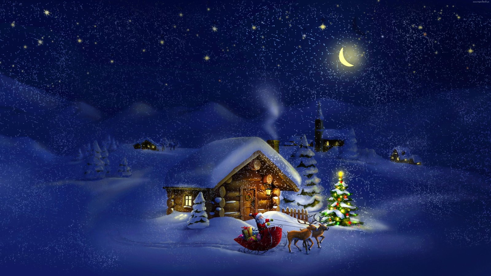 santa claus xmas christmas night star space winter nature 2k