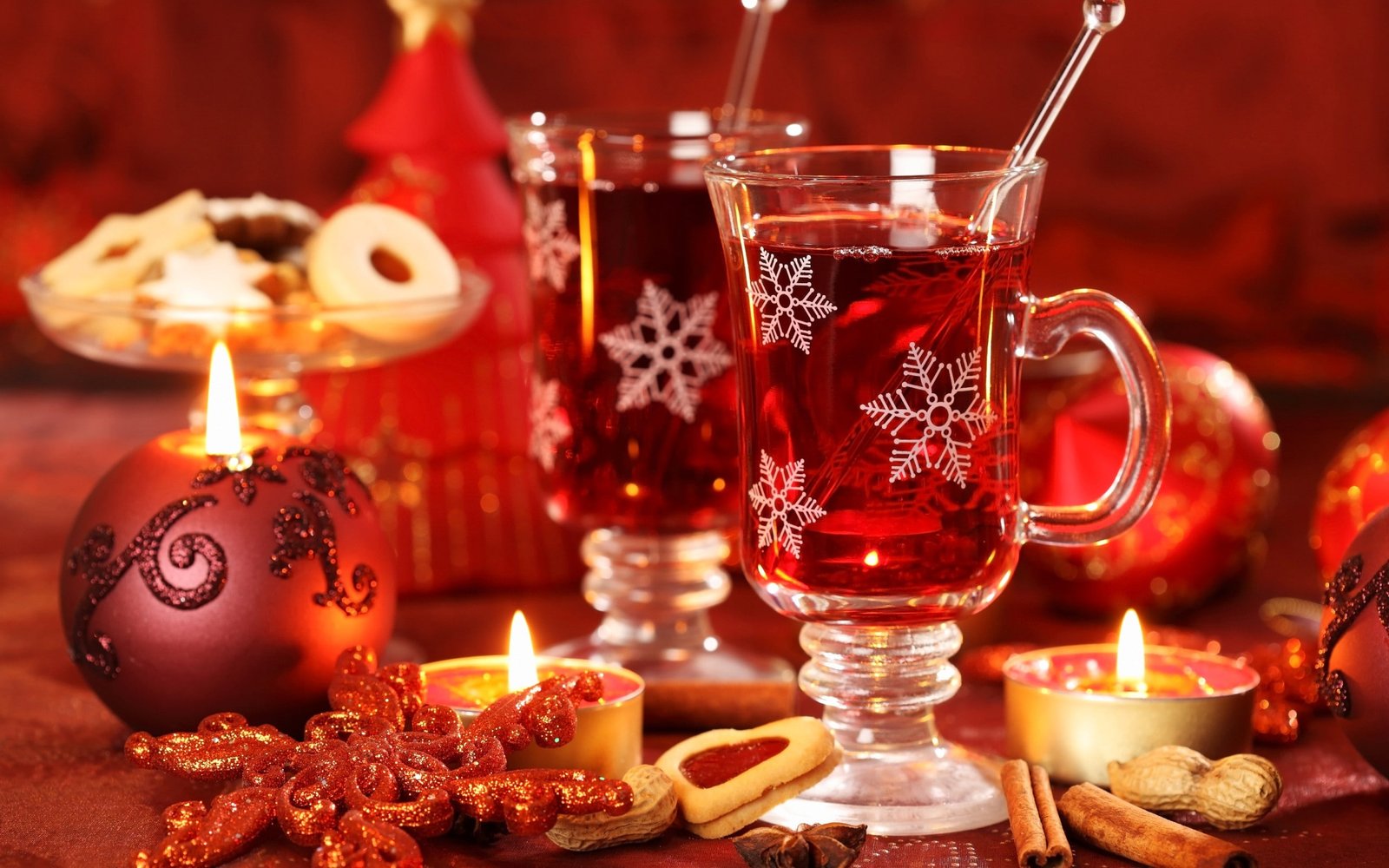 Christmas New Year drink ornaments candles cookies 2k